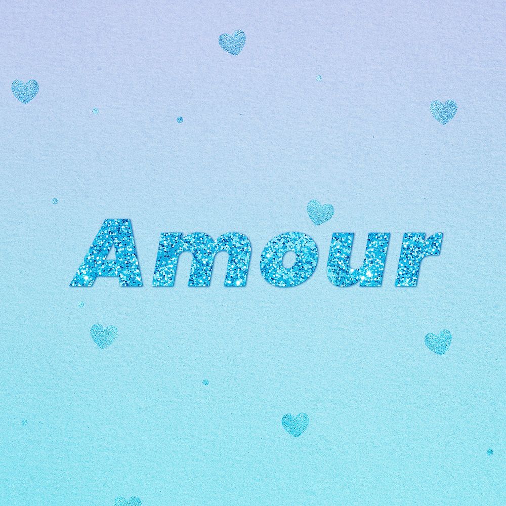 Amour typography glitter word font
