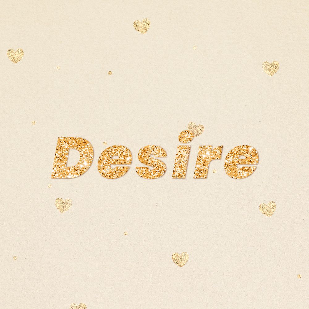 Glittery desire word typography font