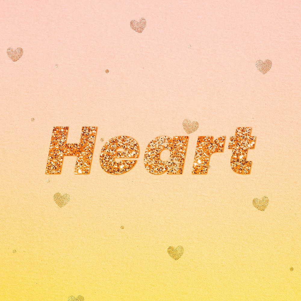 Heart gold glitter text font