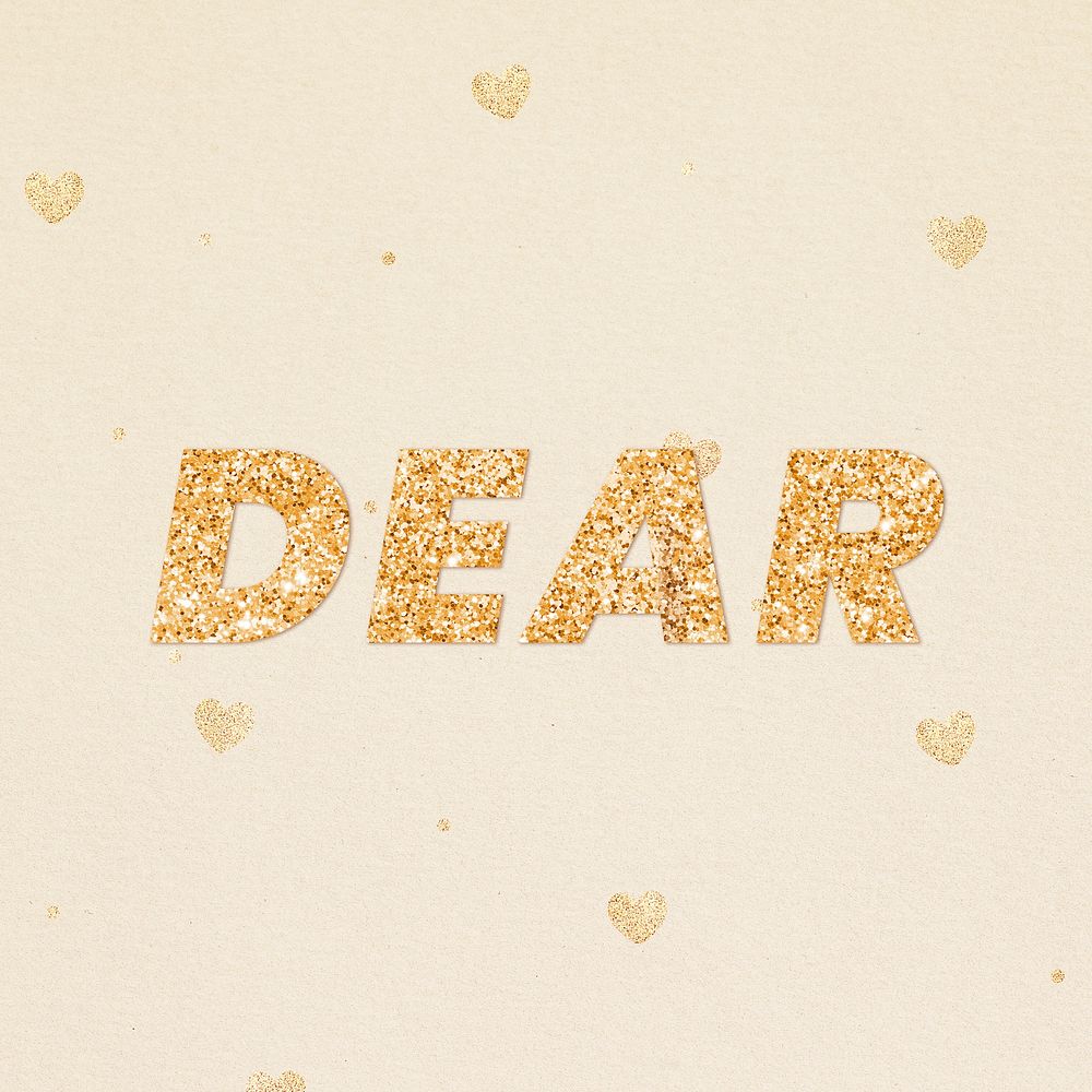 Dear gold glitter text font