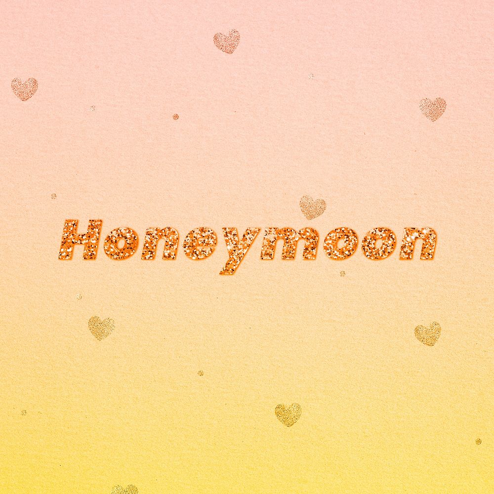 Honeymoon gold glitter text effect