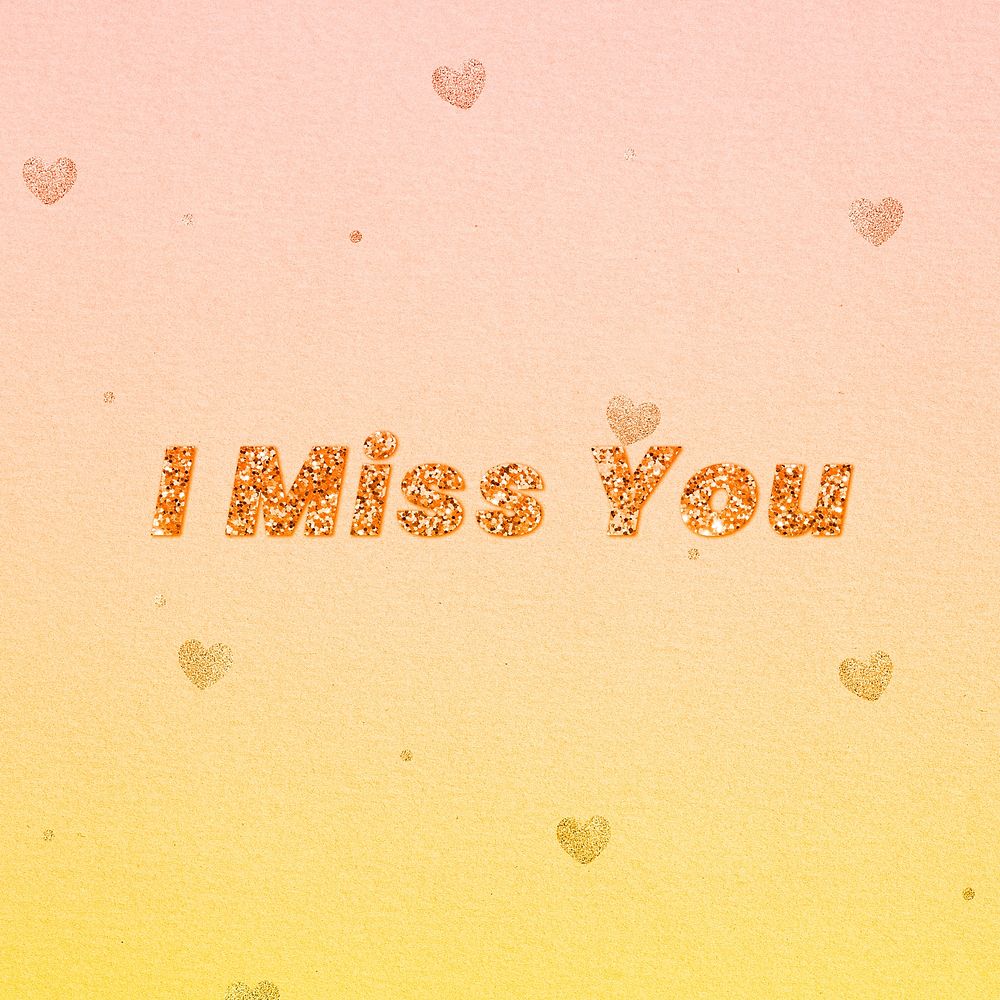 I miss you glitter word font