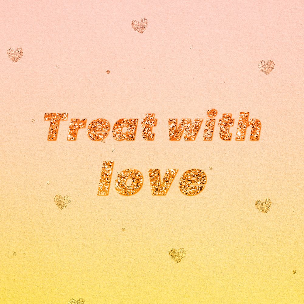 Glittery treat with love word lettering font