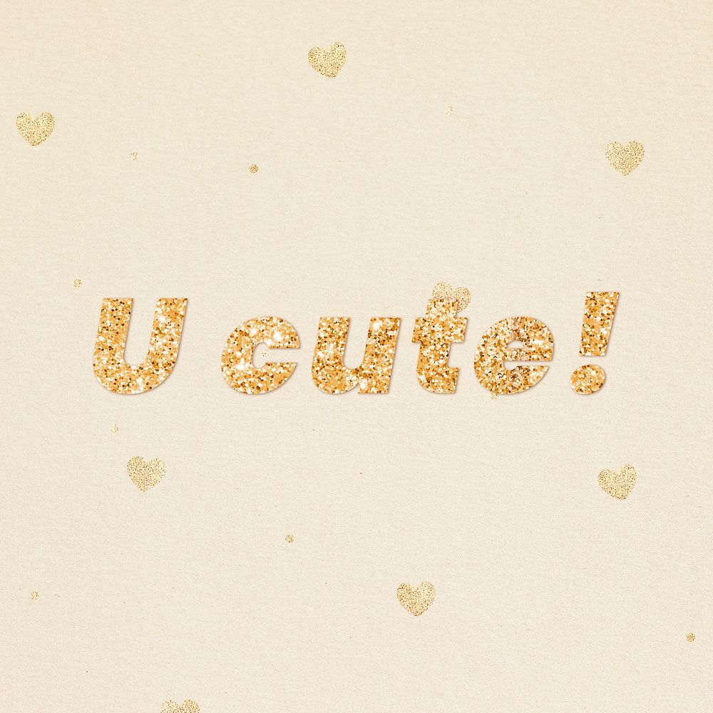U cute! gold glitter text font