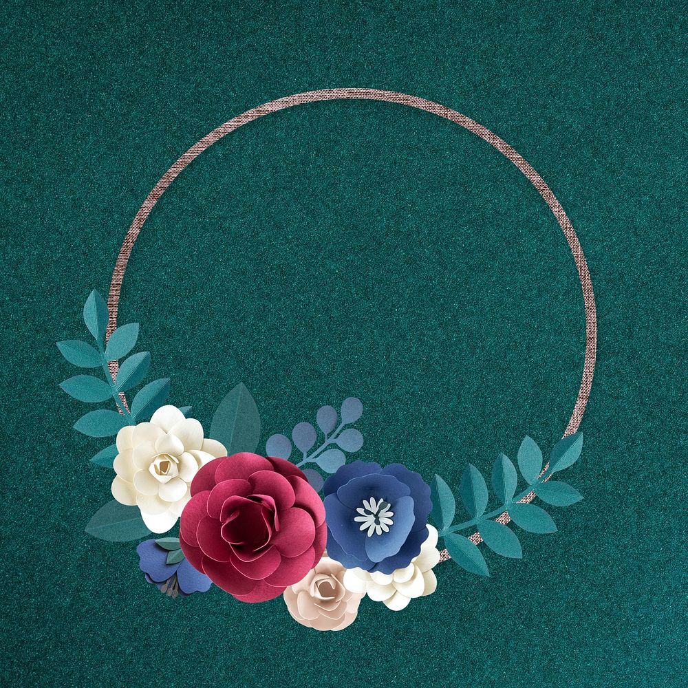 Psd paper craft floral round frame design