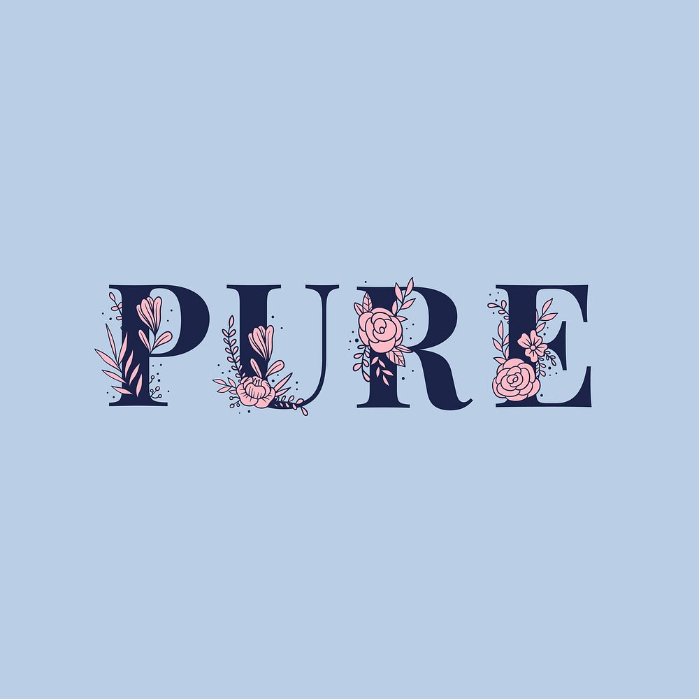 Pure feminine vector word lettering and typography