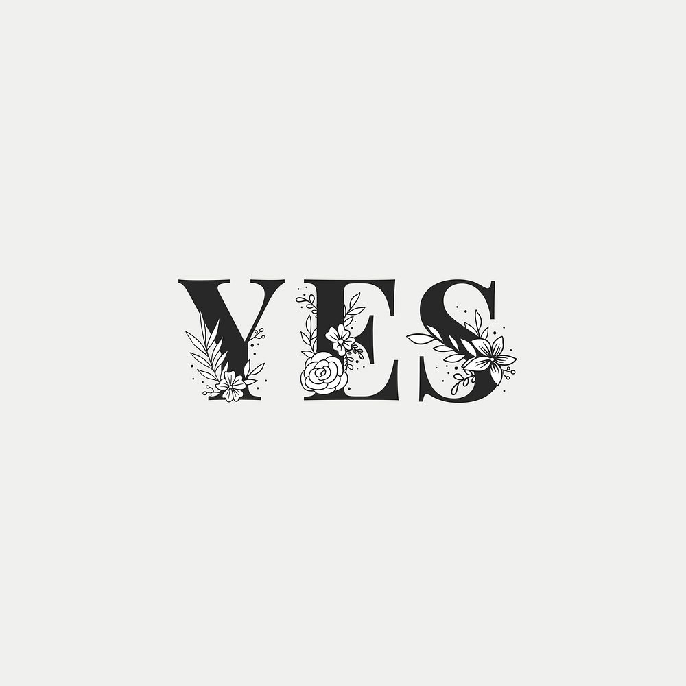 Yes text font pink lettering vector