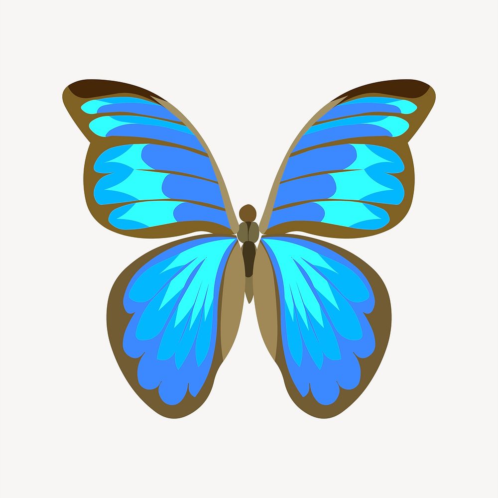 Blue butterfly, animal, Glitch game illustration. Free public domain CC0 image.