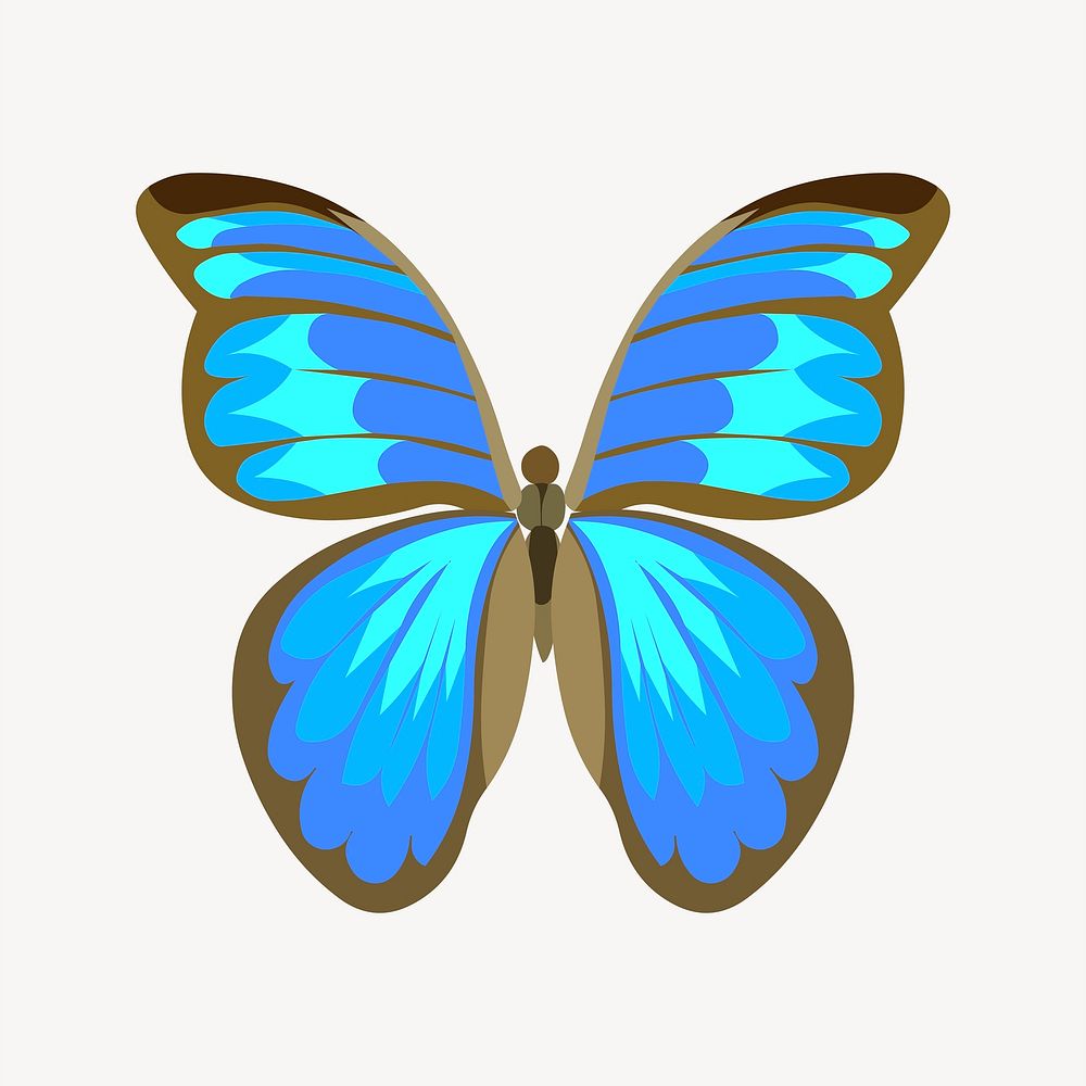 Blue butterfly, animal clipart, Glitch game illustration vector. Free public domain CC0 image.