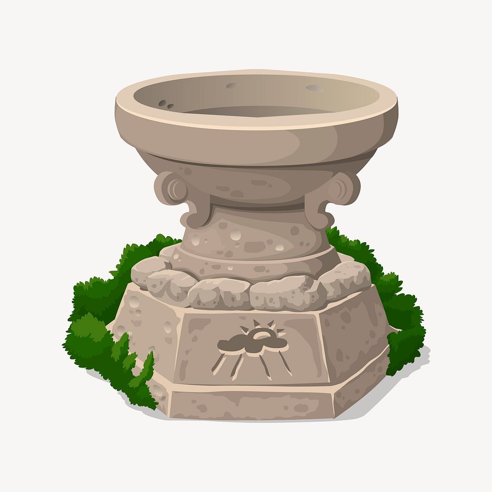 Fountain clipart, Glitch game illustration vector. Free public domain CC0 image.