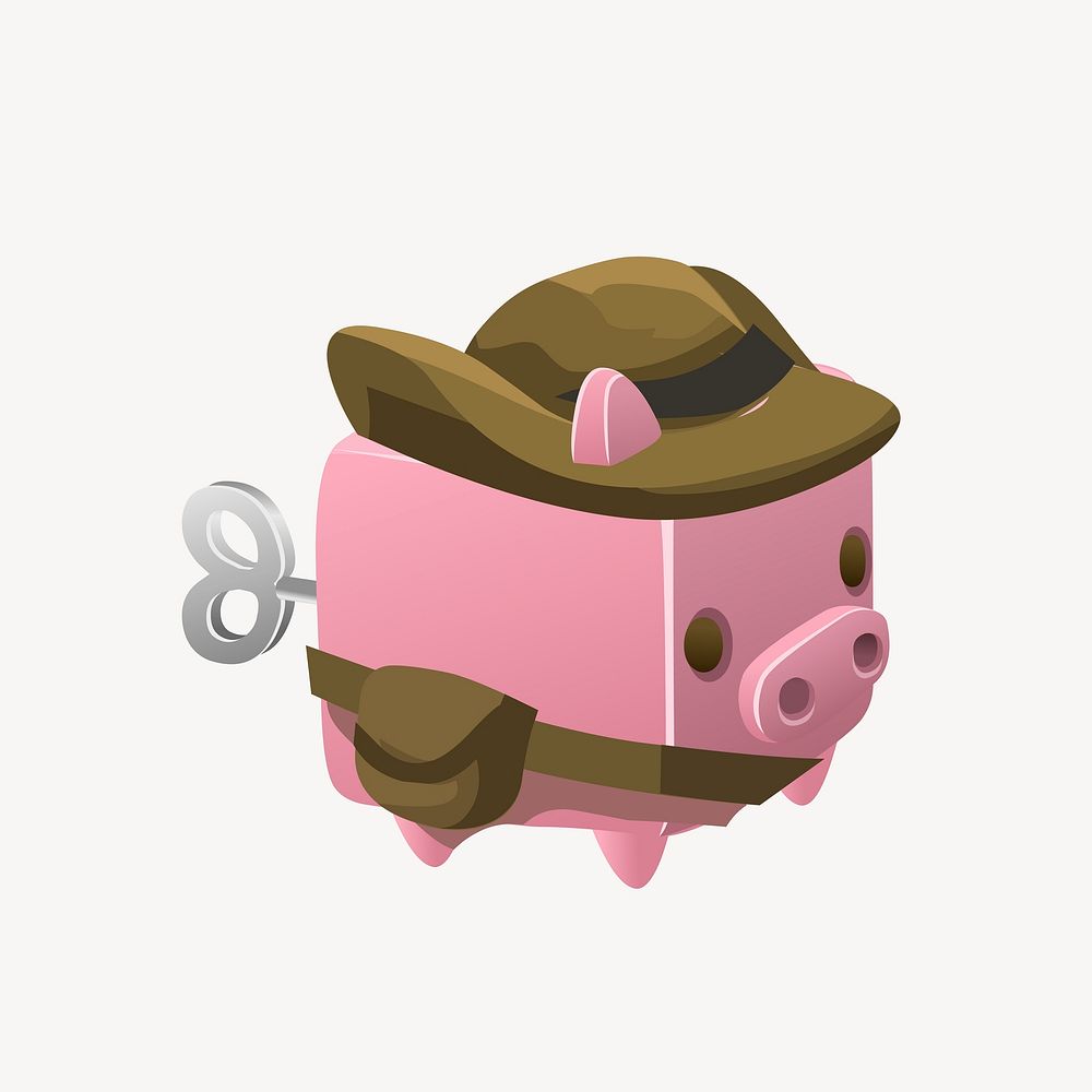 Piggy cubimal clipart, Glitch game illustration vector. Free public domain CC0 image.