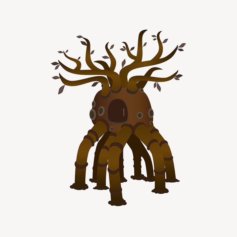 Firebog bottle tree clipart, Glitch game illustration vector. Free public domain CC0 image.