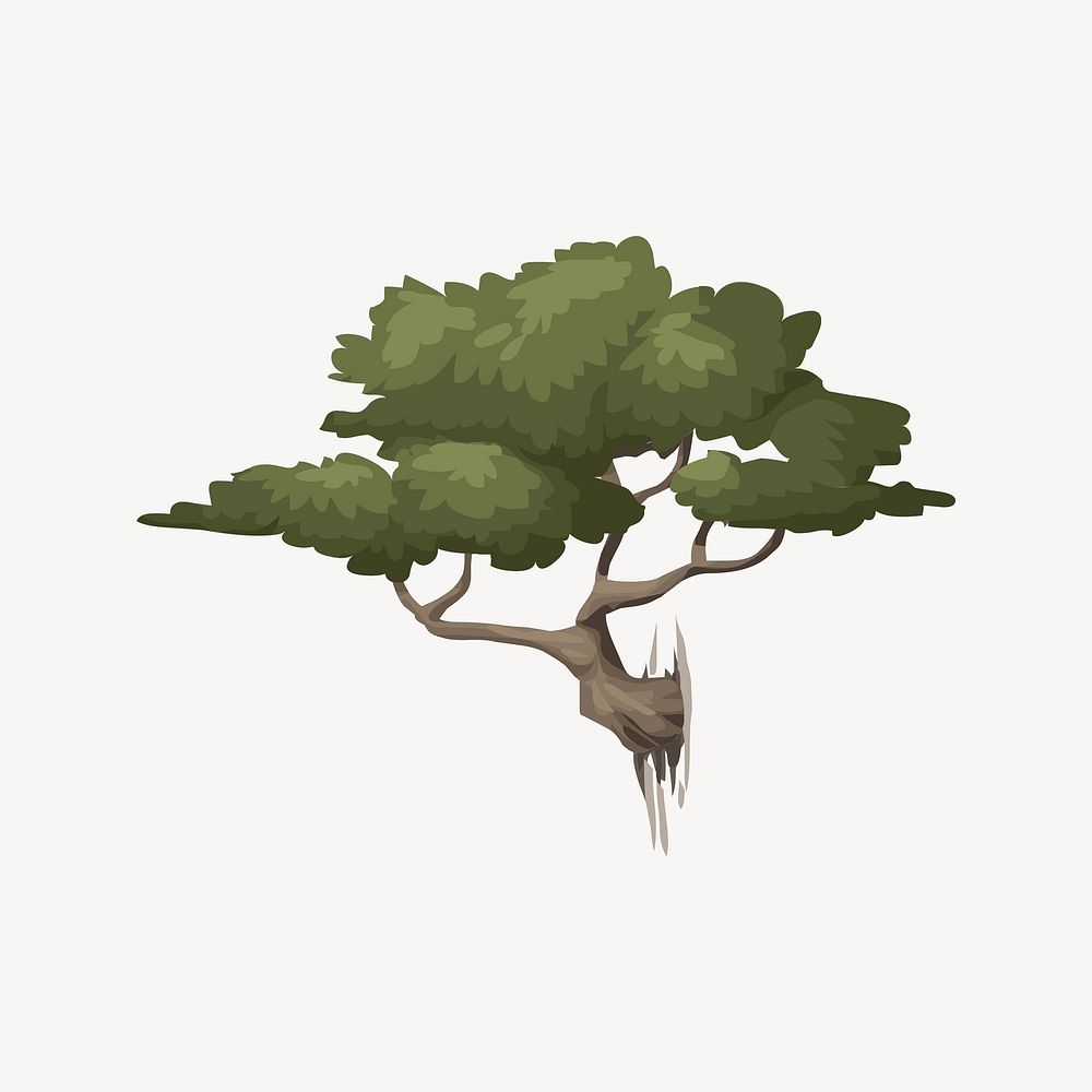 Mountain bonsai clipart, Glitch game illustration vector. 