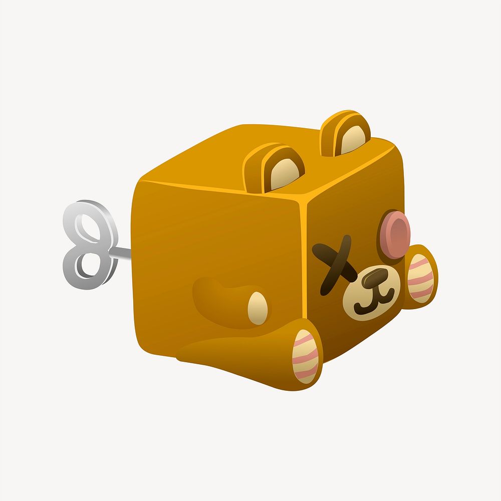 Emo-bear cubimal clipart, Glitch game illustration vector. 