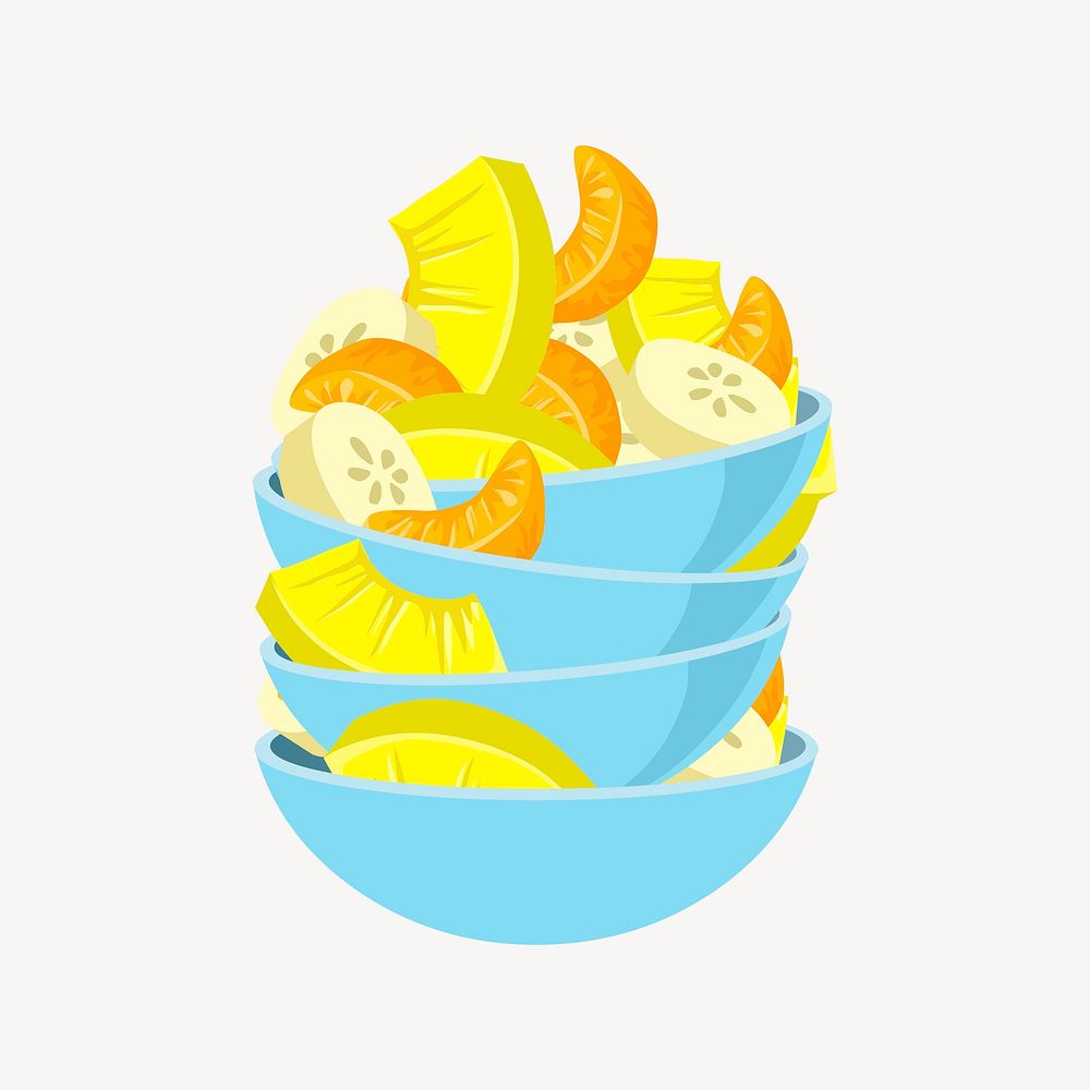 Fruit salad bowl, food clipart, Glitch game illustration vector. Free public domain CC0 image.