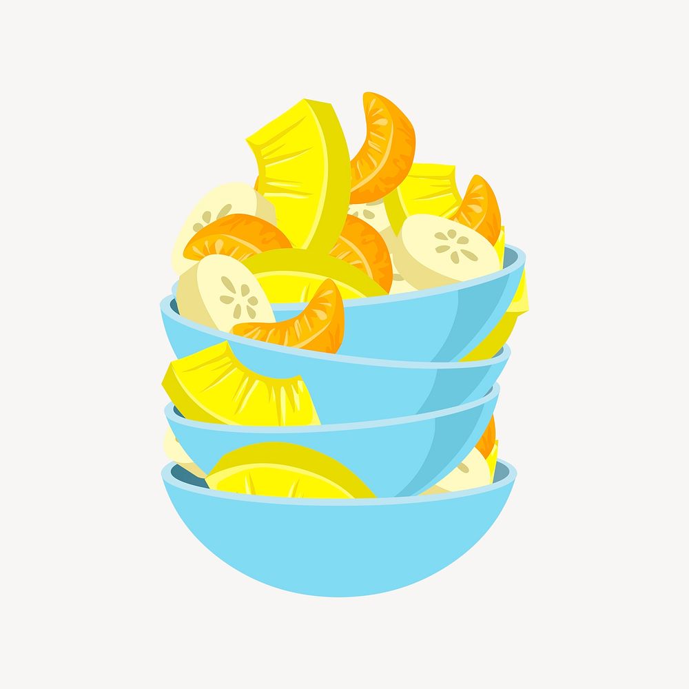 Fruit salad bowl, food clipart, Glitch game illustration psd. Free public domain CC0 image.