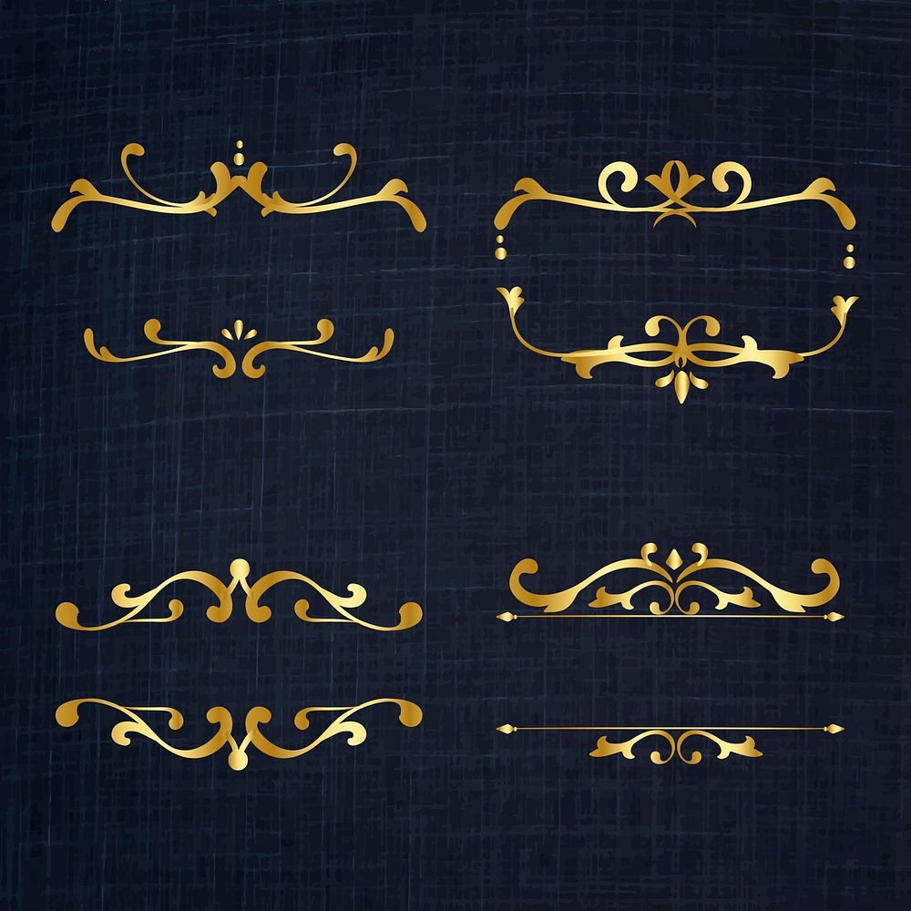 Luxurious ornaments gold vector flourish frame set