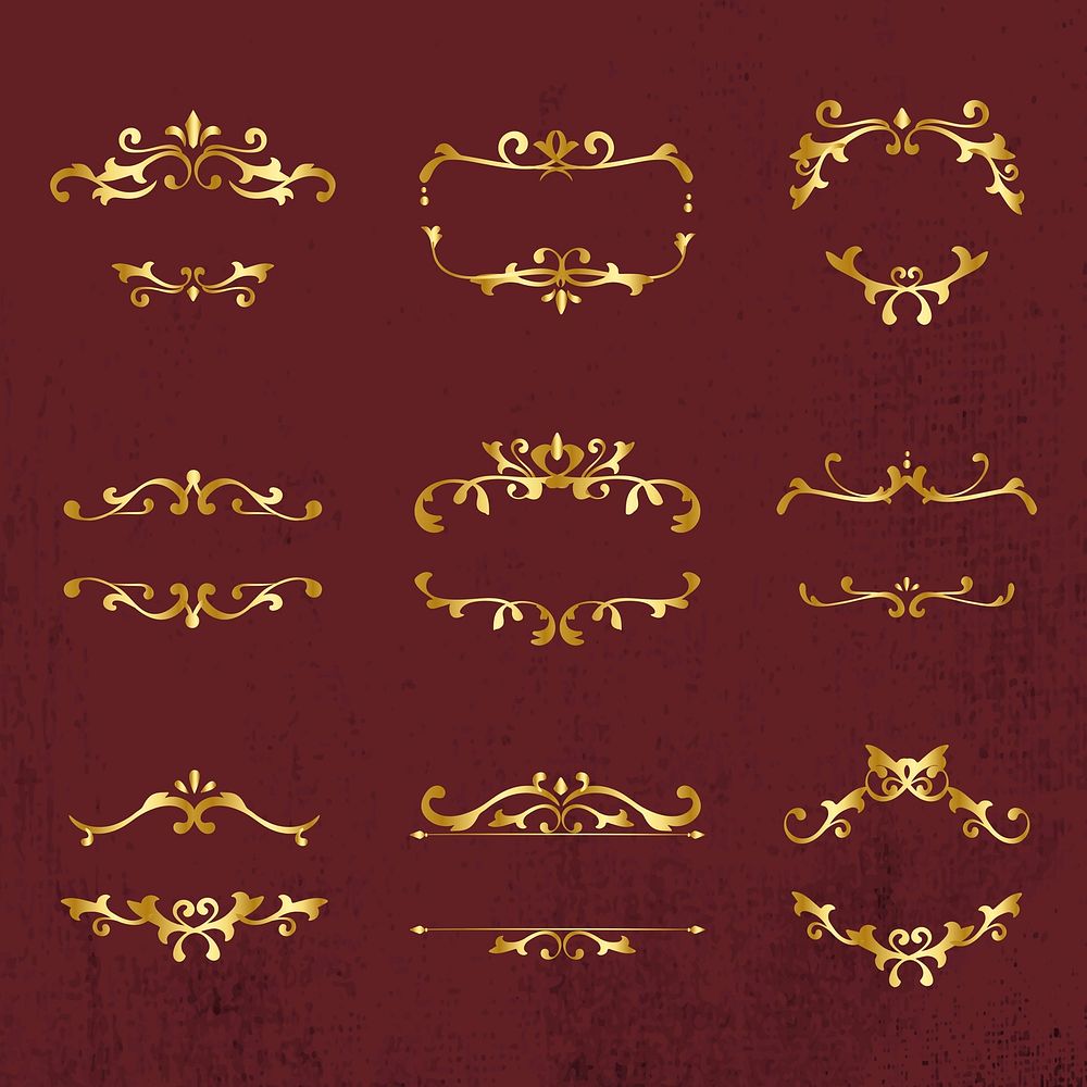 Scroll ornament frame vector gold art deco collection