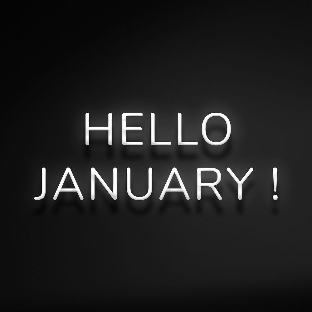 Hello January! black neon sign