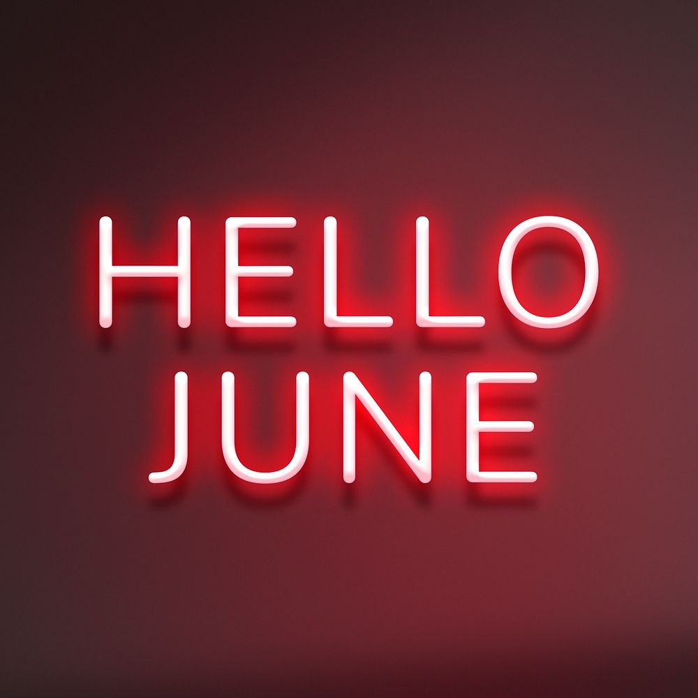 Hello June neon typography