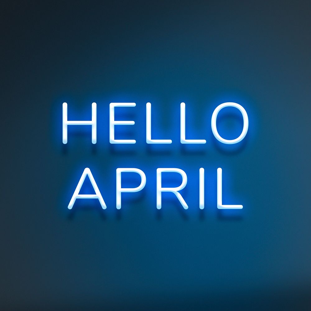 Glowing Hello April neon text