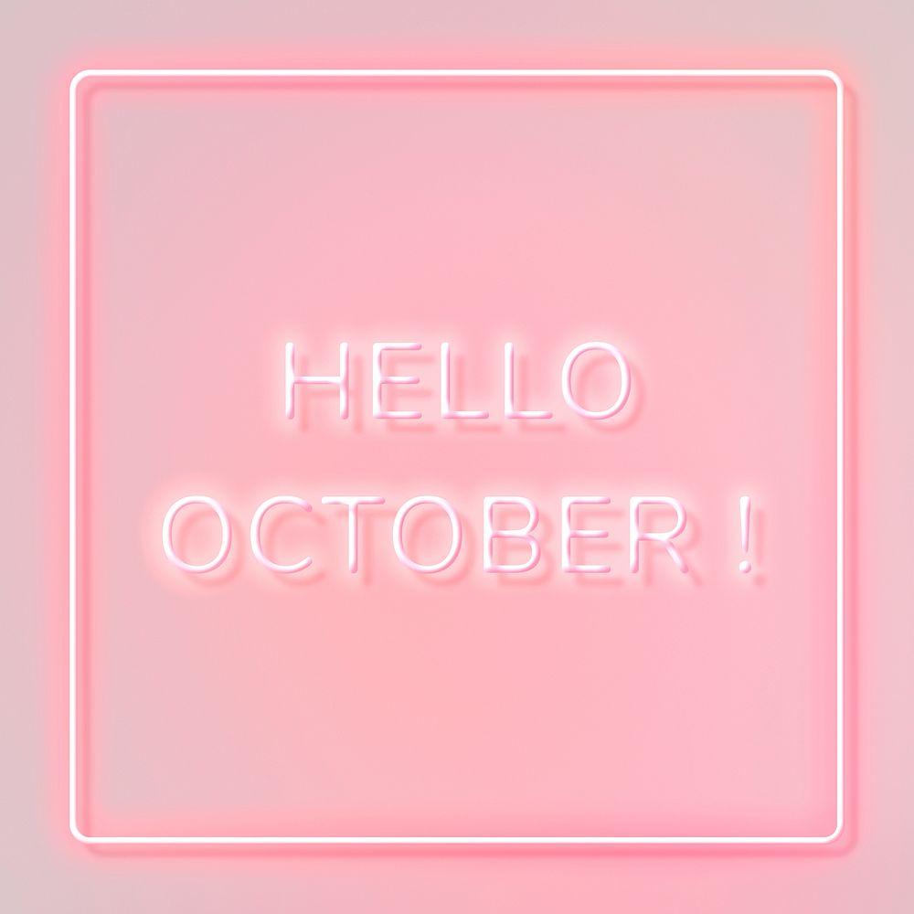 Hello October! frame neon border text
