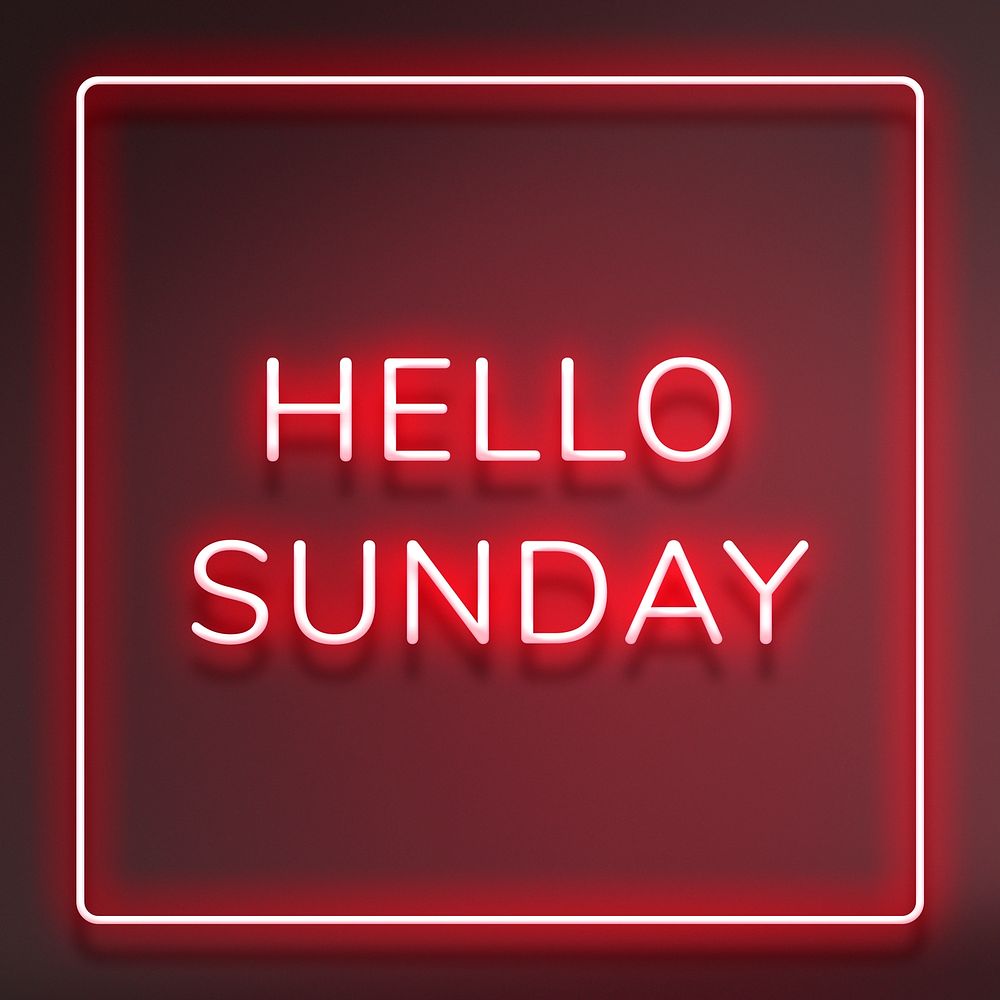 Neon hello Sunday text framed