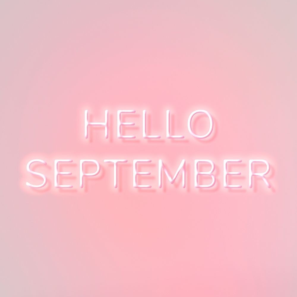 Glowing neon Hello September typography