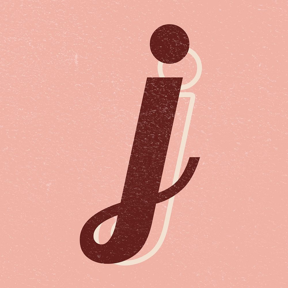 Alphabet letter J vintage handwriting cursive font psd
