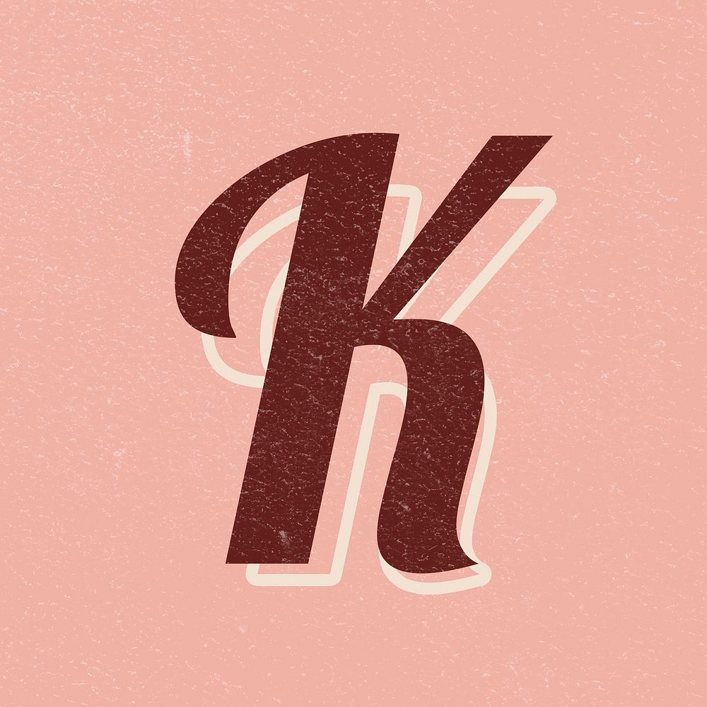 Alphabet letter K vintage handwriting cursive font psd