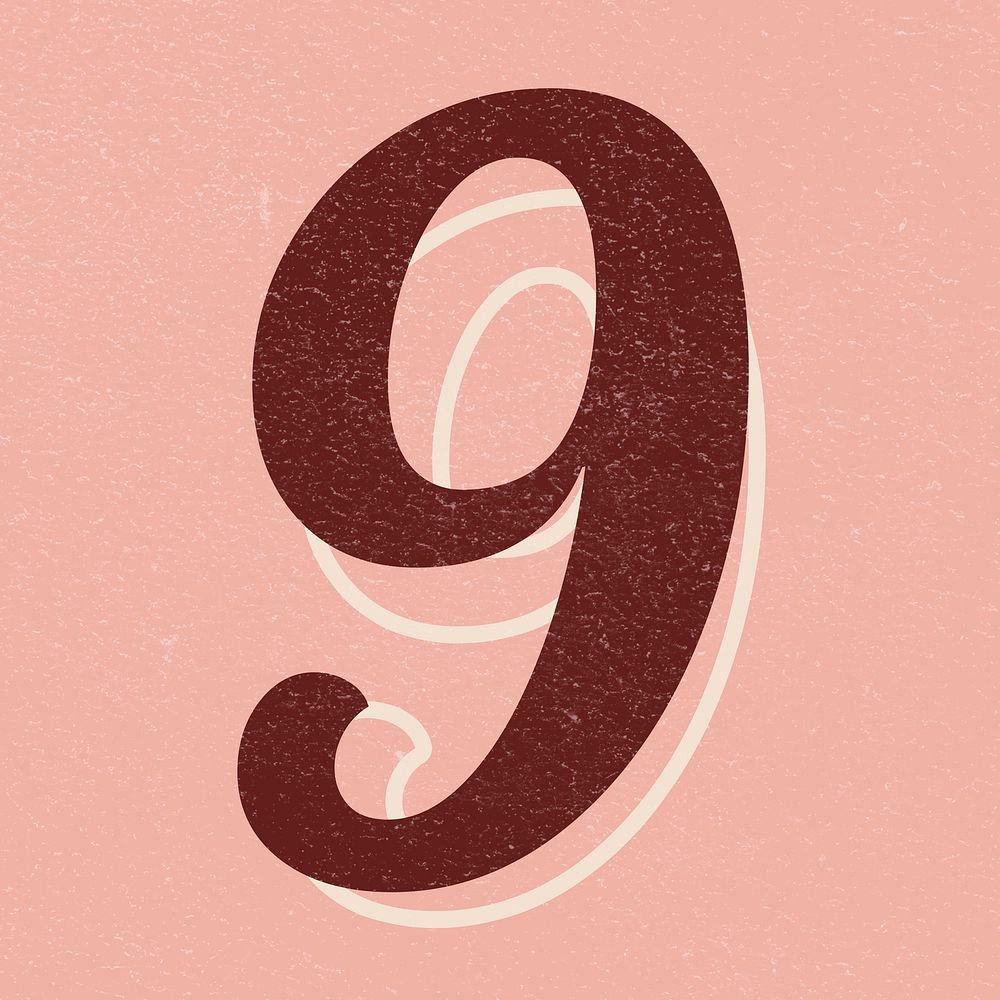 Number nine sign symbol icon transparent psd