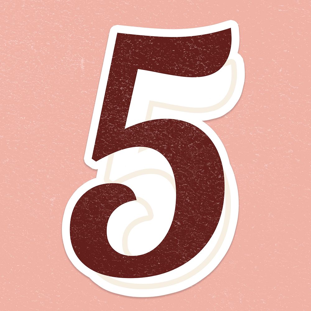 Number five sign symbol icon transparent psd