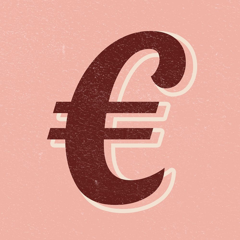 € Euro currency sign symbol icon handwritten lettering typography psd