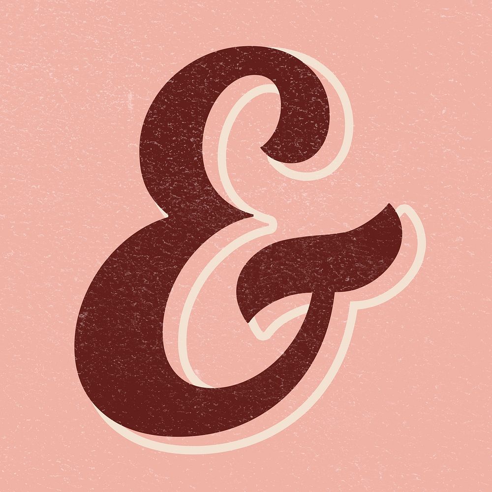Ampersand  sign symbol icon handwritten lettering typography psd
