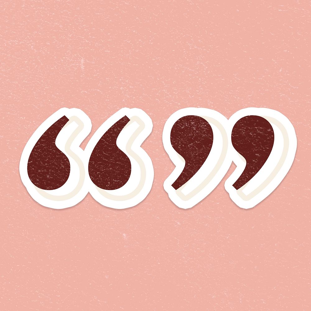 Quotation mark sign symbol icon handwritten lettering typography psd