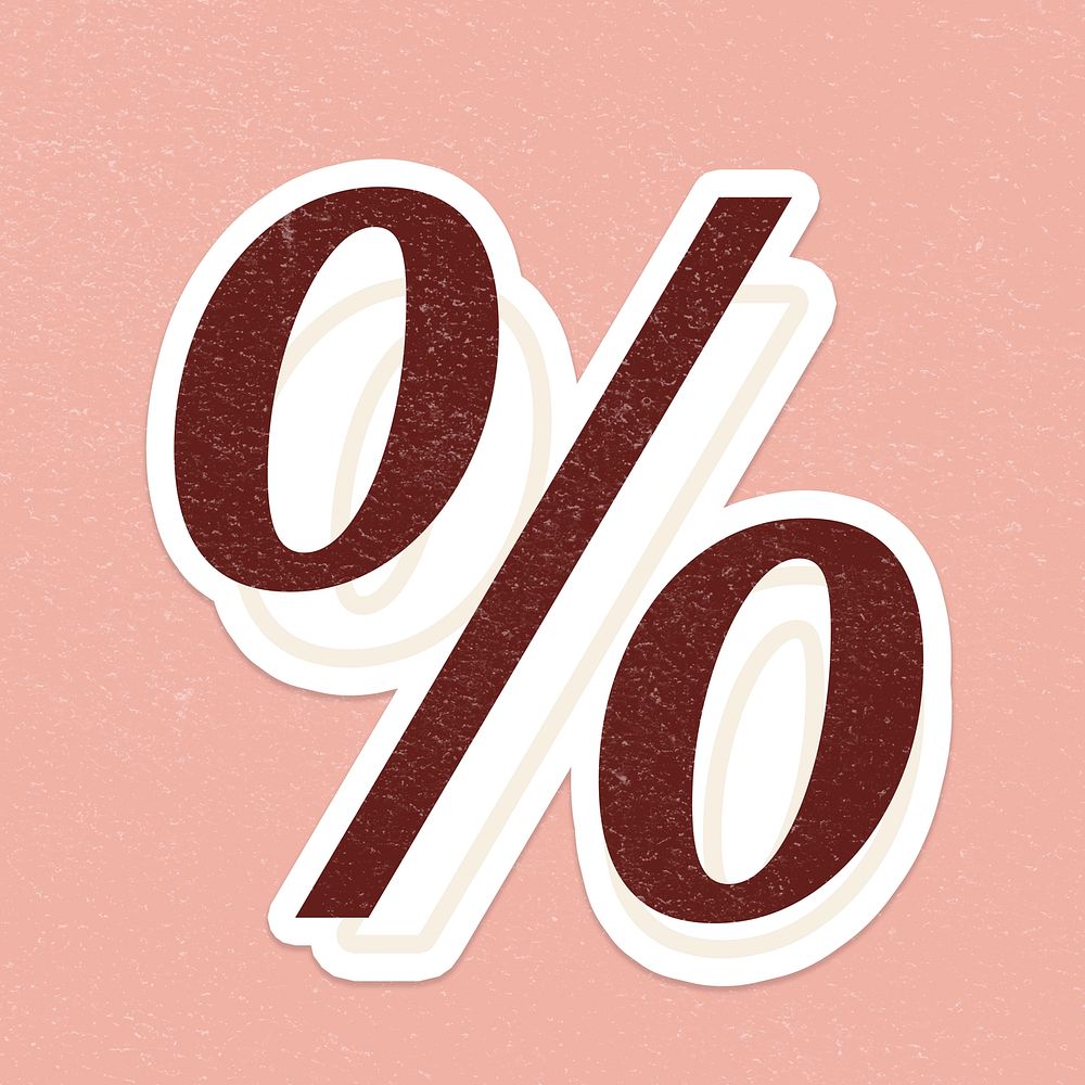 Percentage sign symbol icon handwritten lettering typography psd