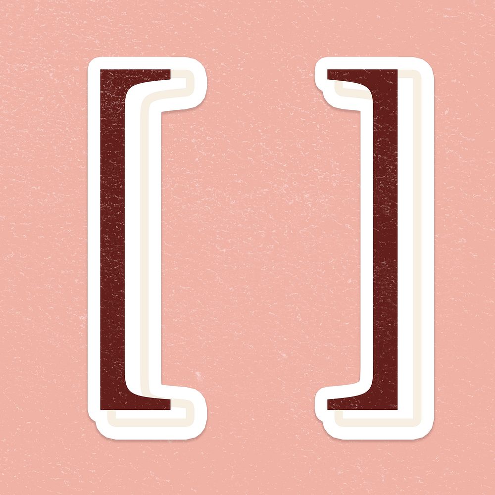 Bracket sign symbol icon handwritten lettering typography psd