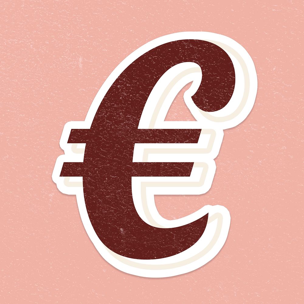 € Euro currency sign symbol icon handwritten lettering typography psd