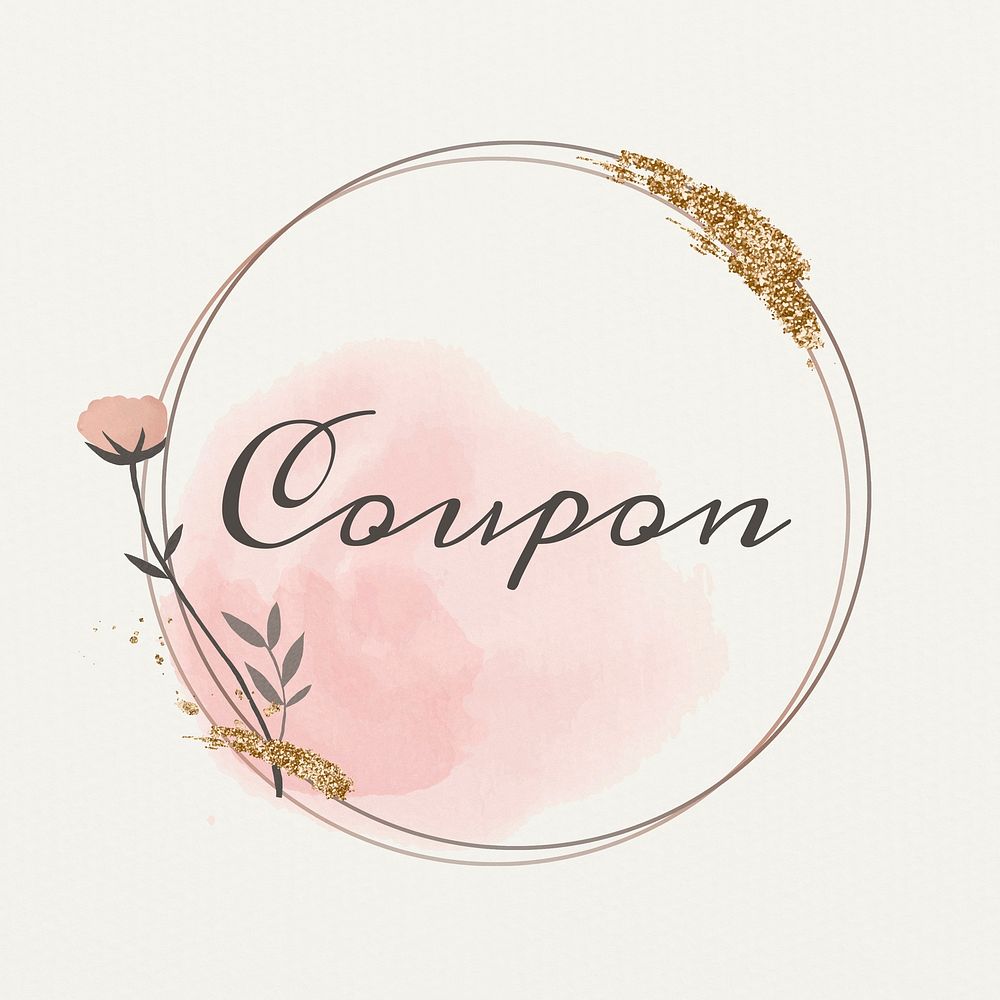 Coupon text badge floral frame