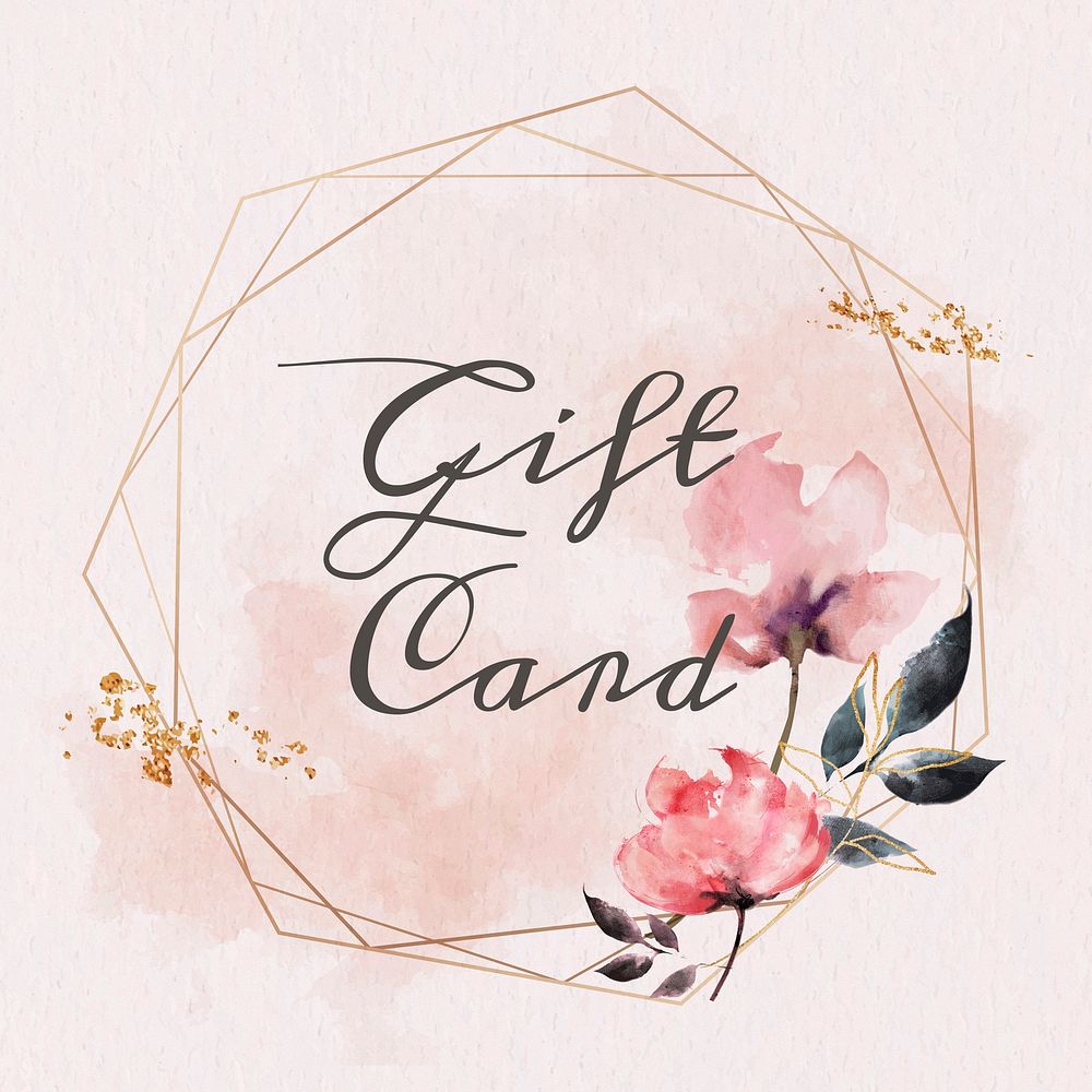 Gift card word floral frame