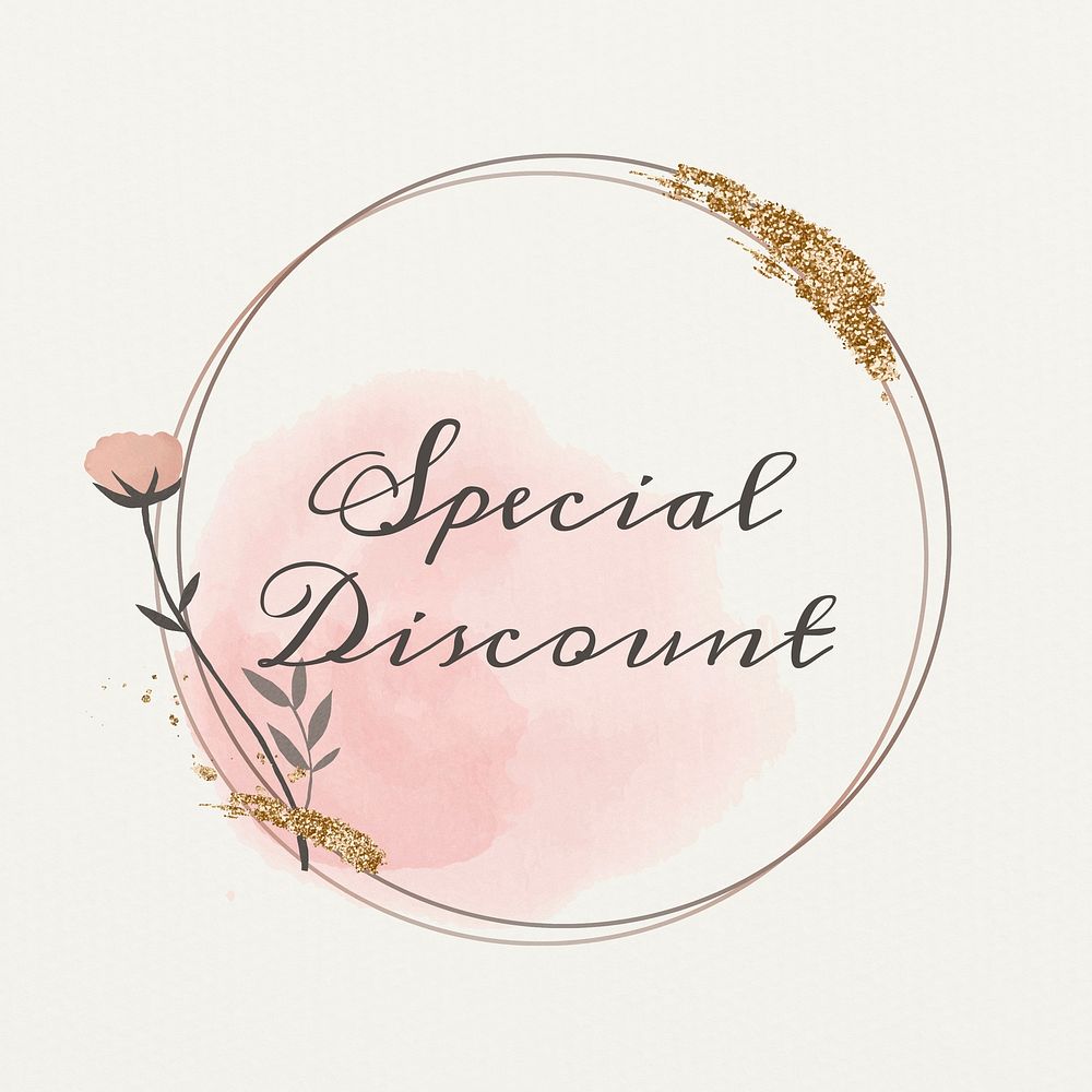 Special discount badge floral frame