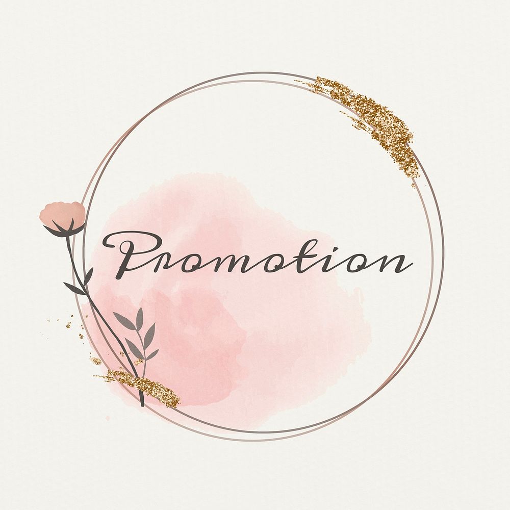 Promotion word badge floral frame