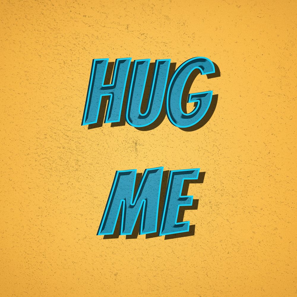 Hug me word retro font style illustration 