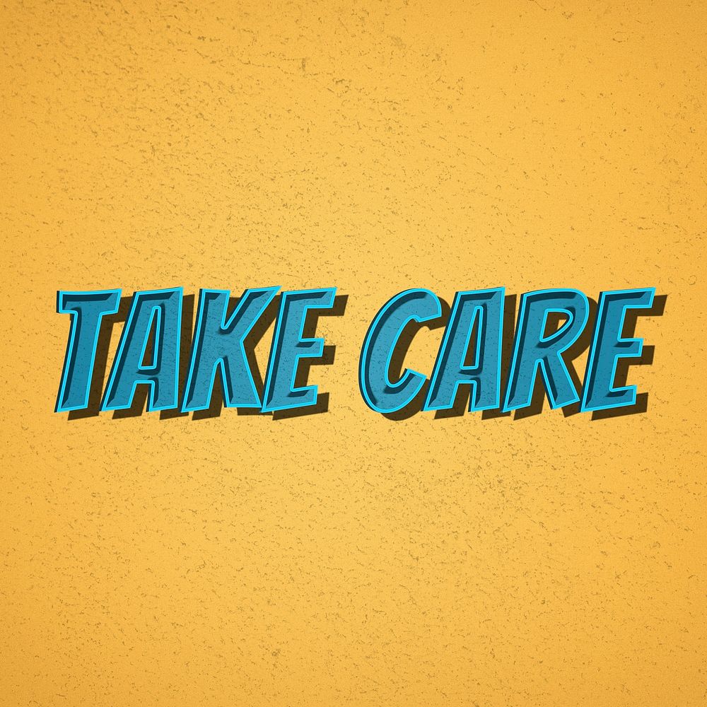Take care word retro font style illustration 