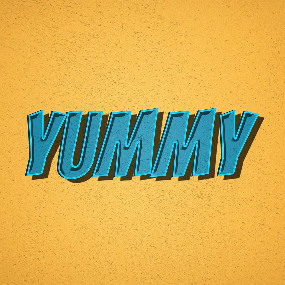 Yummy word retro font style illustration 