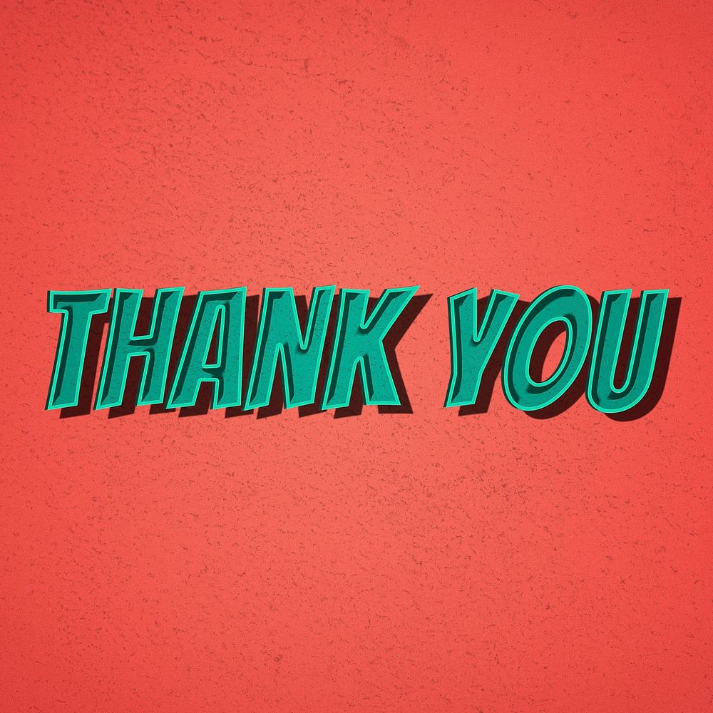 Thank you word comic font retro typography