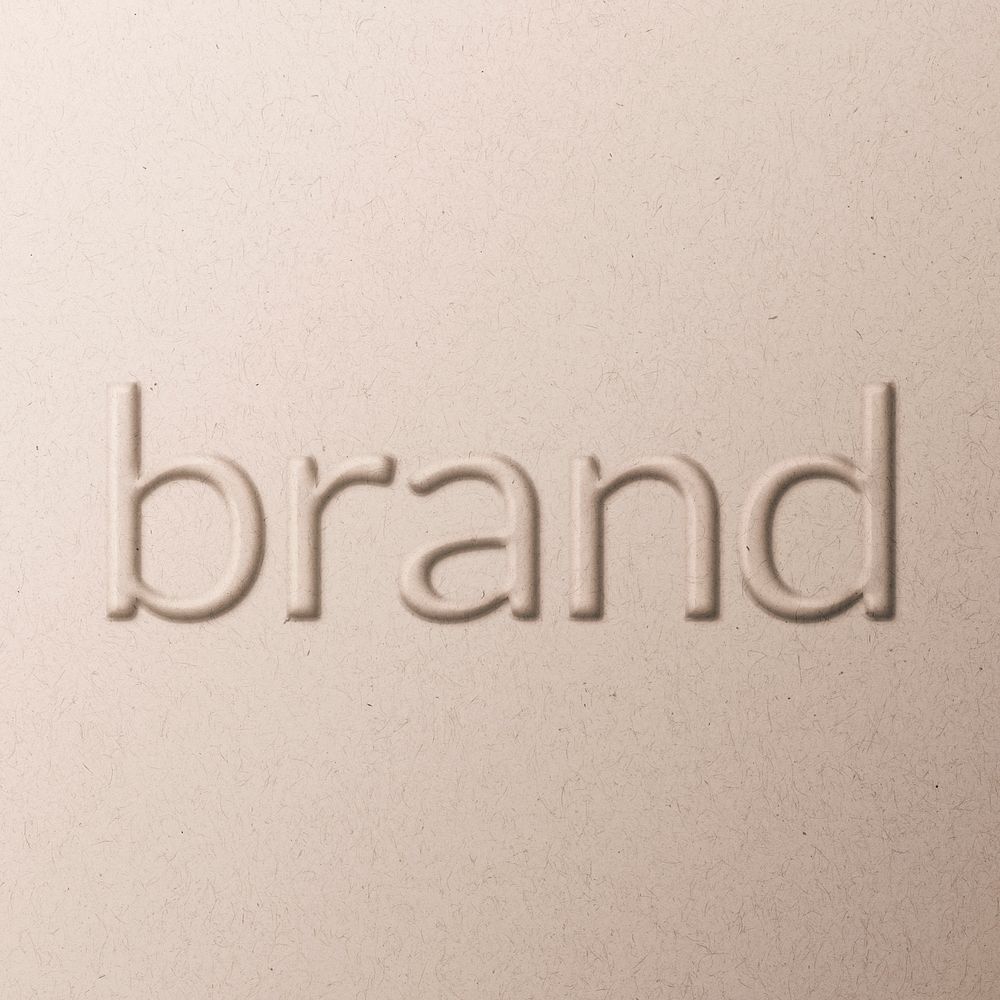 Word brand embossed typography on paper texture