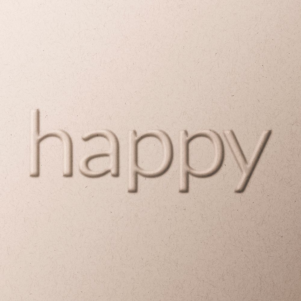 Word happy emboss typography on paper texture