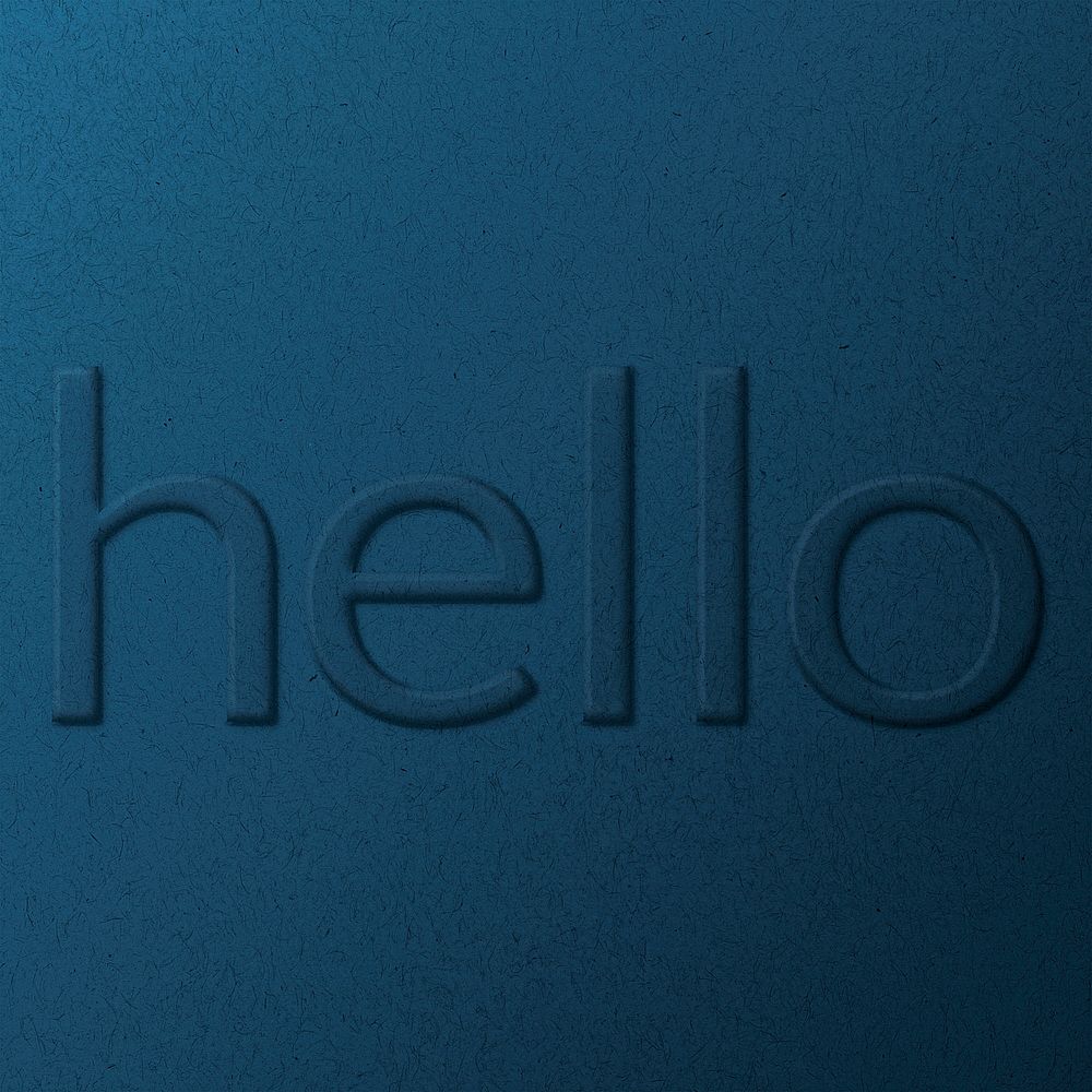 Hello greeting word emboss typography on paper texture