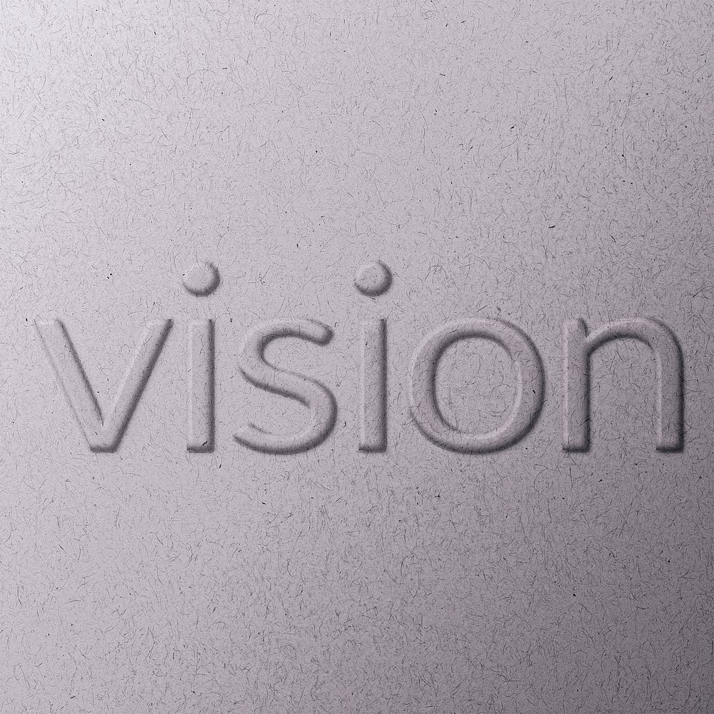 Word vision embossed typography on paper texture